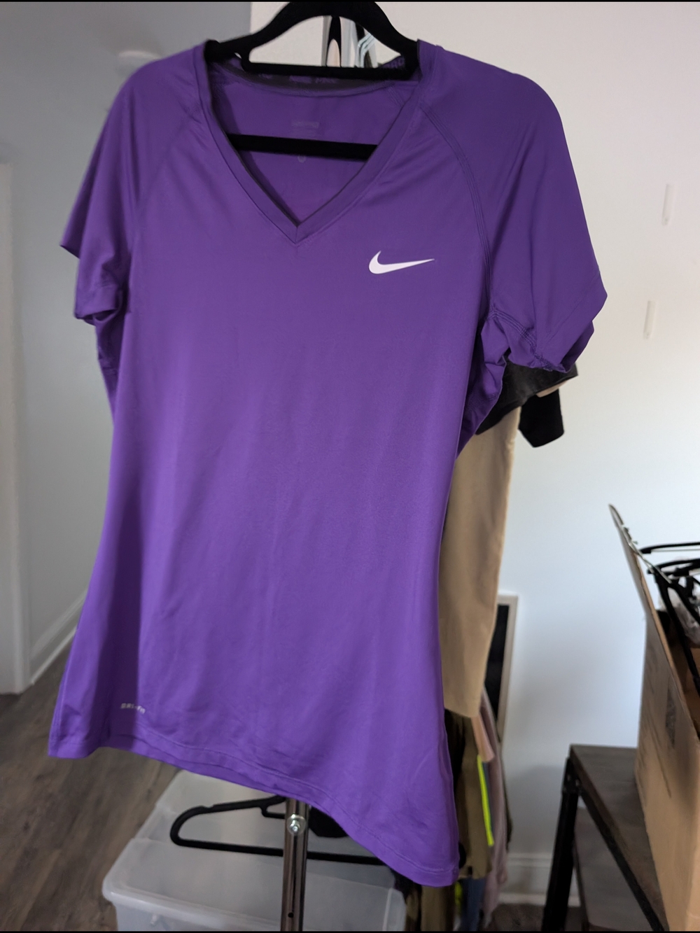Nike Purple V-Neck Short Sleeve Athletic Tee